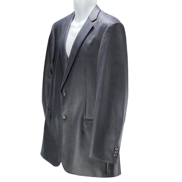 Camiloni Italia Black Blazer Jacket Mens Size 42L Polyester & PU - Picture 4 of 15